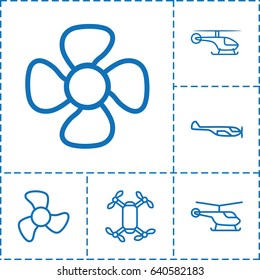 Propeller icon. set of 6 propeller outline icons such as helicopter, fan
