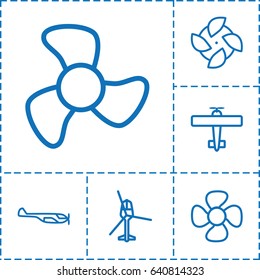 Propeller icon. set of 6 propeller outline icons such as helicopter, fan