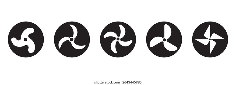 conjunto de ícones da hélice. hélice com borda circular. vetor de design plano isolado no fundo branco.