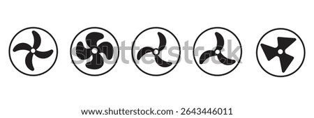 propeller icon set. flat design fan propellers vector isolated on white background.
