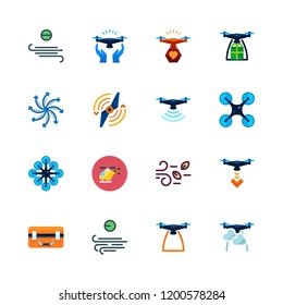 propeller icon set. vector set about wind, airscrew, drone case and drone icons set.