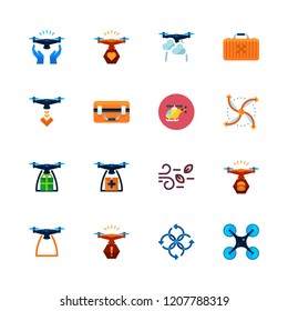propeller icon set. vector set about helicopter, drone, wind and drone case icons set.
