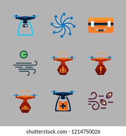propeller icon set. vector set about drone, airscrew, wind and drone case icons set.