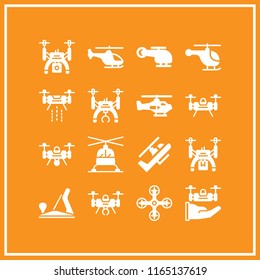 propeller icon. This set with wood plane, helicopter and drone vector icons for mobile and web