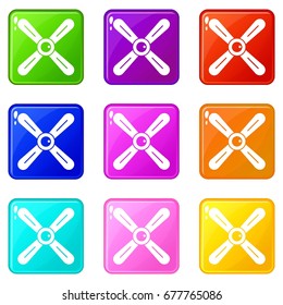 Propeller icons of 9 color set isolated vector illustration