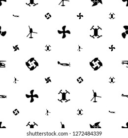 propeller icons pattern seamless white background. Included editable filled fan, helicopter, axle with propeller icons. propeller icons for web and mobile.