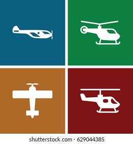 Propeller icons set. set of 4 propeller filled icons such as helicopter