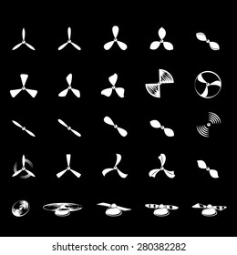 Propeller Icons Set - Isolated On Black Background - Vector Illustration, Graphic Design, Editable For Your Design