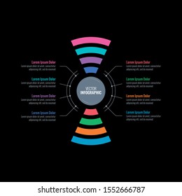 propeller information template. eight steps infographic template. business infographic design. round infographic template on dark ground