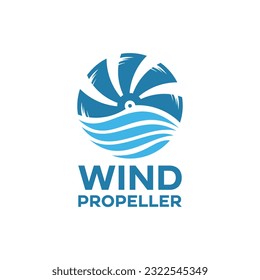 propeller logo with wind graphic vector