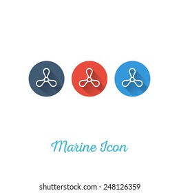 Propeller Marine Flat Icon - Webdesign Element with Long Shadow - Vector Illustration