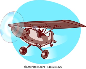 propeller plane cartoon style vector illustration