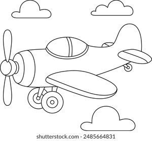 Plano de hélice lindo y divertido contorno para colorear página