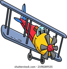 Propeller Plane With Face Vehicle Cartoon Clipart 