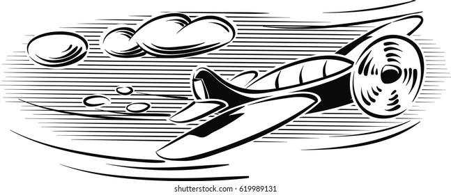 Propeller plane hurtling into the sky.