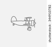 Propeller plane  line icon for web, mobile and infographics. Vector dark grey icon isolated on light grey background.