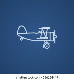 Propeller plane  line icon for web, mobile and infographics. Vector light blue icon isolated on blue background.