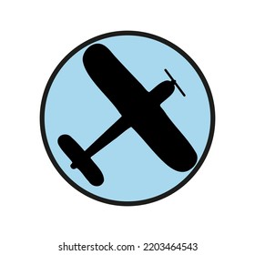 Propeller plane logo design with blue circle isolated on white. Very Unique and Different. Suitable for Companies and Businesses in Any Sector. Vector EPS 10