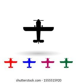 Propeller plane silhouette multi color icon. Simple glyph, flat vector of air transport icons for ui and ux, website or mobile application