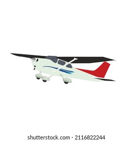 Propeller plane vector illustration,  Small light aircraft with single engine.