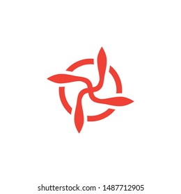 Propeller Red Icon On White Background. Red Flat Style Vector Illustration