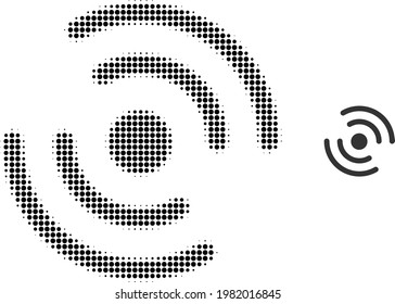 Propeller rotation halftone dot icon illustration. Halftone array contains circle pixels. Vector illustration of propeller rotation icon on a white background.