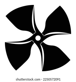 Propeller screw icon, engine or motor image. Type of air fan cooler. Vector illustration isolated on white background