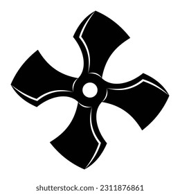 Propeller screw icon, engine or motor image. Type of air fan cooler. Vector illustration isolated on white background