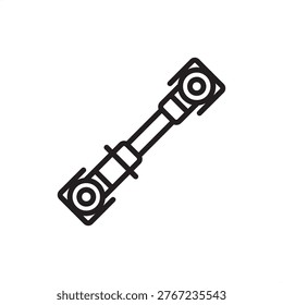 Propeller shaft icon symbolizing marine propulsion, representing vessel hardware, torque tools, drive systems, transmission gear, and industrial maritime logistics for engine power and ship thrust.