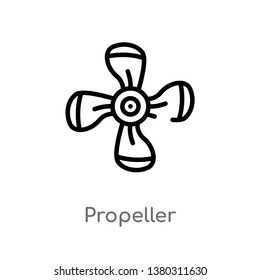 propeller vector line icon. Simple element illustration. propeller outline icon from nautical concept. Can be used for web and mobile