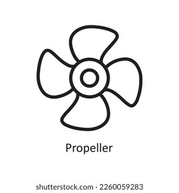 Propeller  Vector Outline Icon Design illustration. Engineering Symbol on White background EPS 10 File