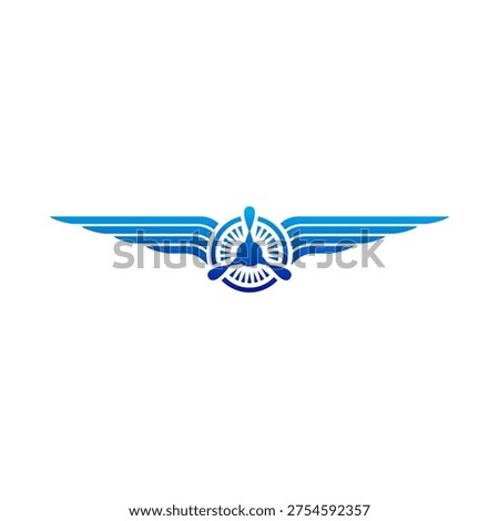 Propeller wing logo of design with airplane element for travel agency, elegant