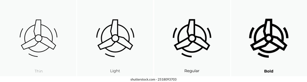 ícone de hélices. Design fino, leve, regular e negrito, isolado no fundo branco