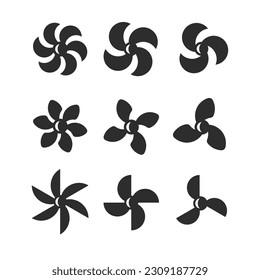 Propellers Logo Set, Air Conditioner And Ventilation sign icon. Ventilator symbol.