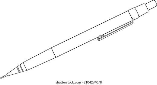 Lápiz propulsante o vector de lápiz mecánico sobre fondo blanco. Herramienta de marcación