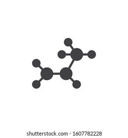 Propene Molecular Structure Vector Icon. Filled Flat Sign For Mobile Concept And Web Design. C3H6 Polypropylene Chemical Formula Glyph Icon. Symbol, Logo Illustration. Vector Graphics