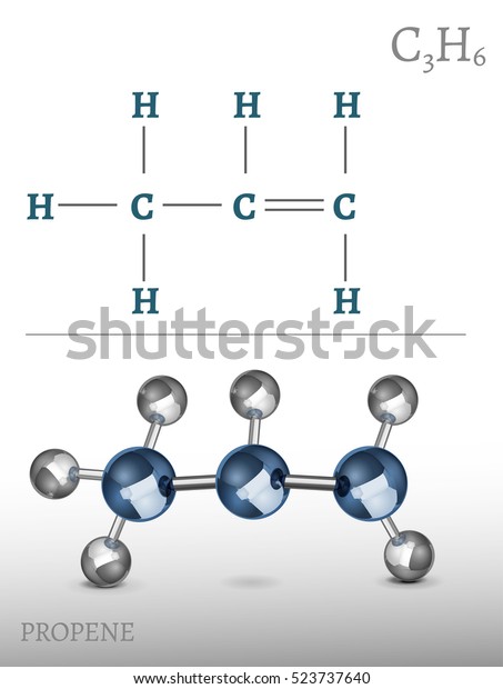 Propene Molecule 3d Style Ch4 Vector Stock Vector (Royalty Free) 523737640