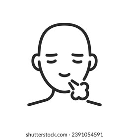 Proper Breathing Icon. Vector Outline Editable Isolated Sign of a Content Person Practicing Deep Breathing, Symbolizing the Importance of Proper Breathing Techniques for Relaxation and Mindfulness.