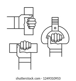 Proper hand position in public transport line sign isolated.Safe.instructions on how to properly and securely hold the handrails and handles in public transport, bus, trolleybus, injury,electric train