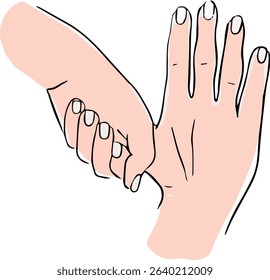 Proper hand washing. Hand-drawn hand washing illustration