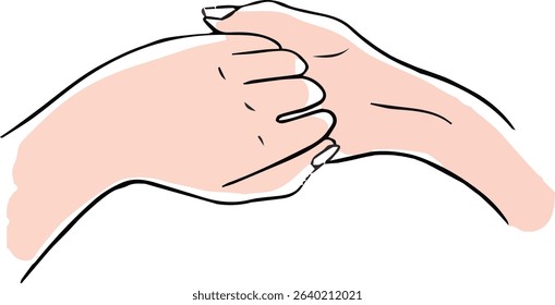 Proper hand washing. Hand-drawn hand washing illustration