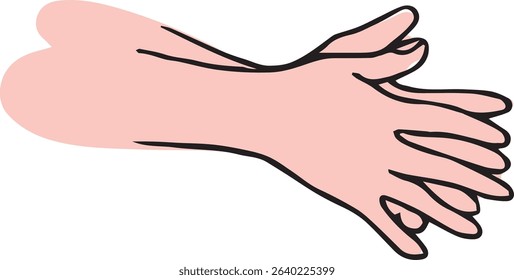 Proper hand washing. Hand-drawn hand washing illustration