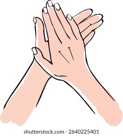 Proper hand washing. Hand-drawn hand washing illustration