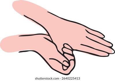 Proper hand washing. Hand-drawn hand washing illustration
