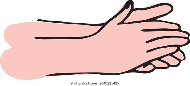 Proper hand washing. Hand-drawn hand washing illustration