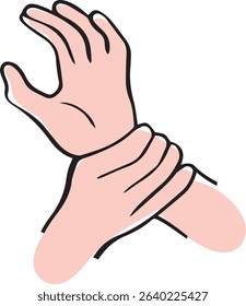 Proper hand washing. Hand-drawn hand washing illustration