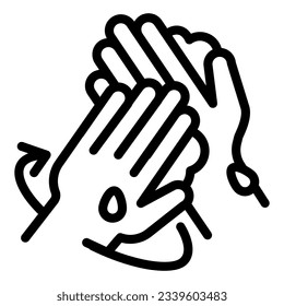 Proper hand washing instruction line icon. Personal hygiene in covid-19 pandemic symbol, outline style pictogram on white background. Wash hands both sides with soap properly vector sign