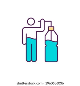 Proper Hydration RGB Color Icon. Diseases And Infections Prevention. Weight Loss. Body Temperature Regulation. Staying Well-hydrated. Skin Complexion And Mood Improvement. Isolated Vector Illustration