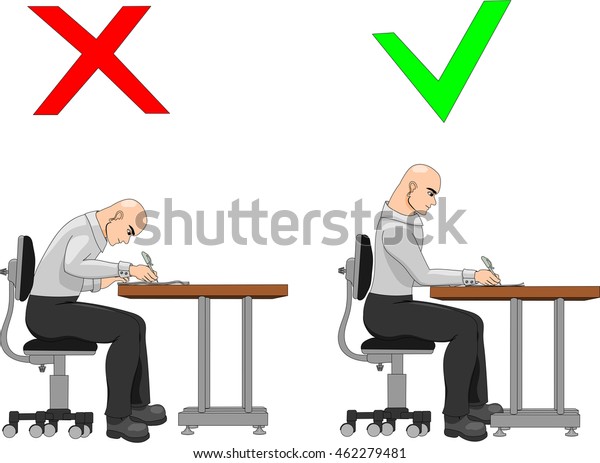 Proper Improper Posture Desk Stock Vector Royalty Free 462279481