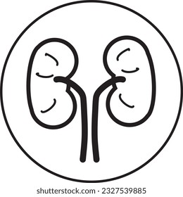 richtige Nierenfunktion, medizinische Geschäftskonzepte, ein Line Art Emblem und flaches Design.